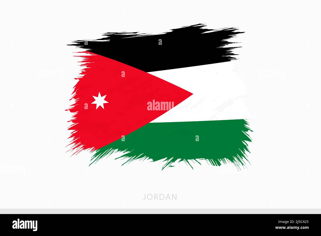 Grunge-Flagge Jordaniens, Vektor abstrakt Grunge gebürstete Flagge Jordaniens auf grauem Hintergrund. Stock Vektor