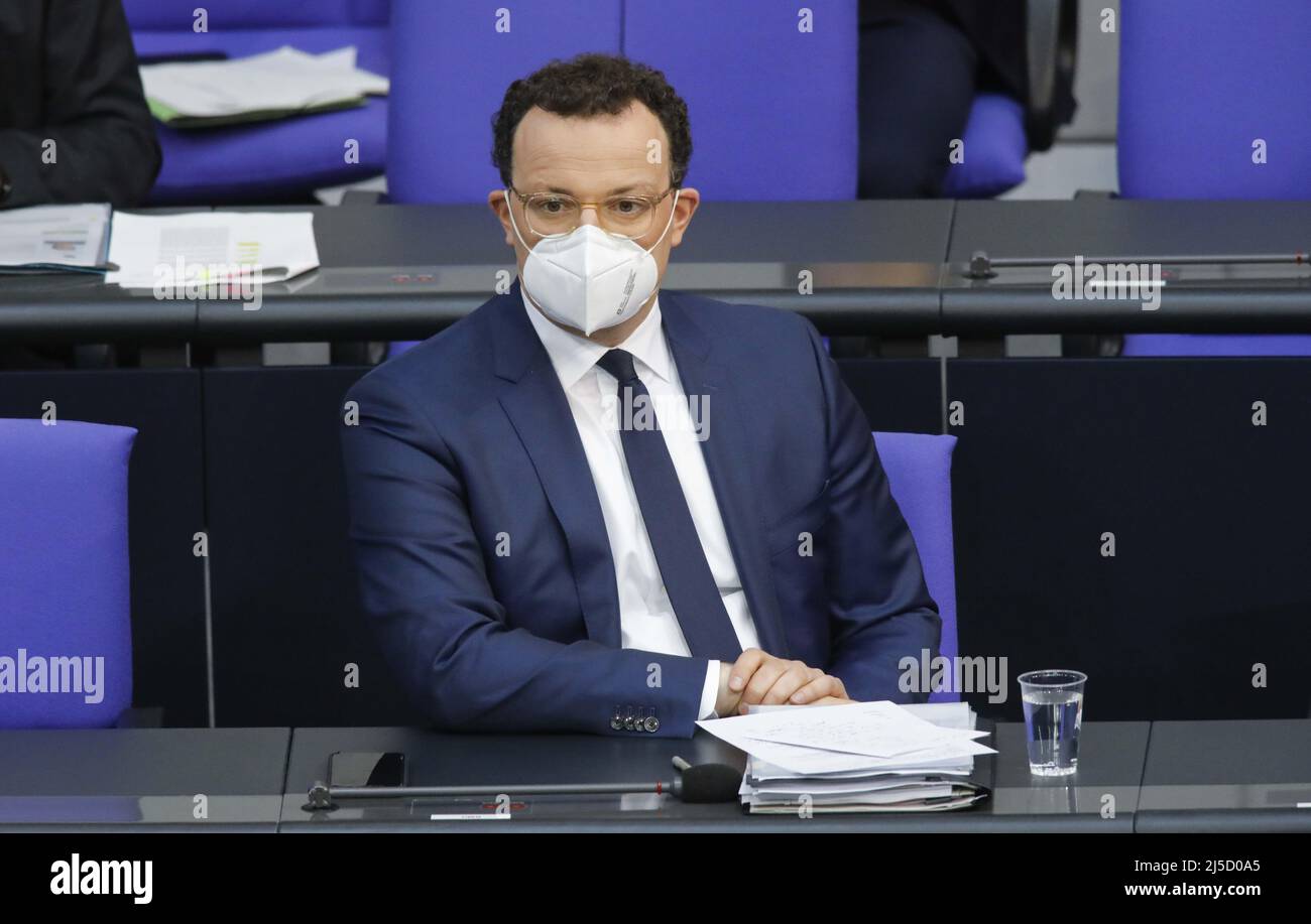 Berlin, DEU, 24. Februar 2021 - Bundesgesundheitsminister Jens Spahn, CDU, vor Beginn der Plenarsitzung im Bundestag. [Automatisierte Übersetzung] Stockfoto