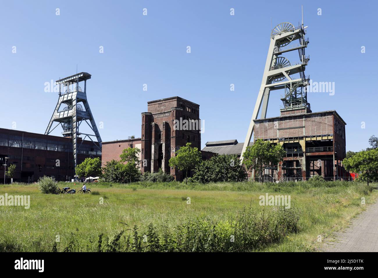 Herten, 13. Juni 2021 - Zeche Ewald, ein stillgebauter Kohlebergbau in Herten. [Automatisierte Übersetzung] Stockfoto