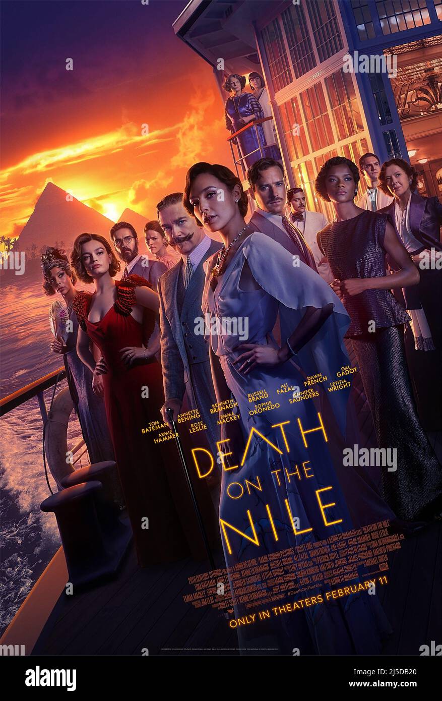 Death on the Nile Jahr : 2022 UK / USA Regie : Kenneth Branagh Emma Mackey, Kenneth Branagh, Armie Hammer, Gal Gadot Amerikanisches Plakat Stockfoto
