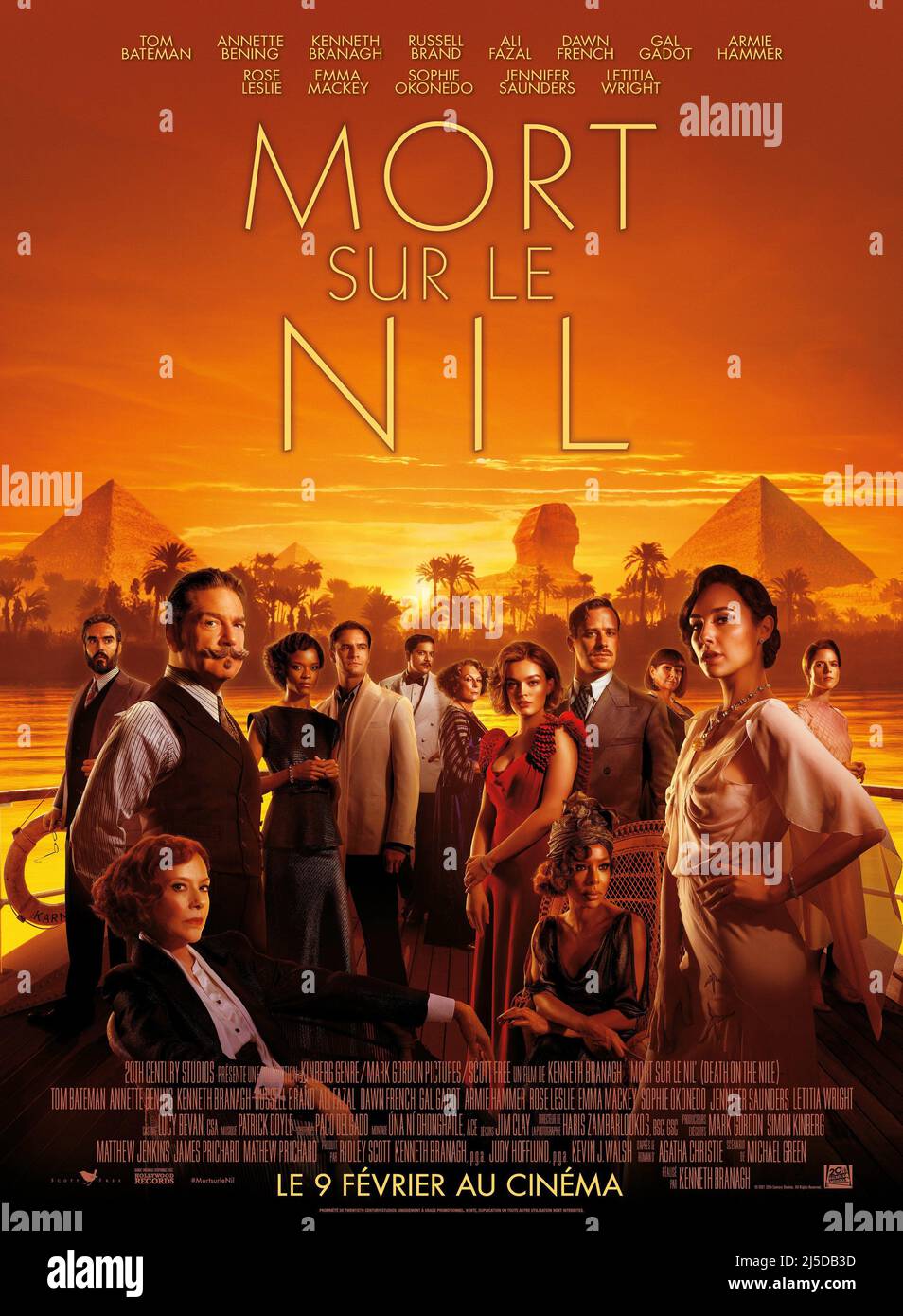 Tod auf dem Nil Jahr : 2022 Großbritannien / USA Regie : Kenneth Branagh Annette Bening, Emma Mackey, Armie Hammer, Gal Gadot Französisches Plakat Stockfoto