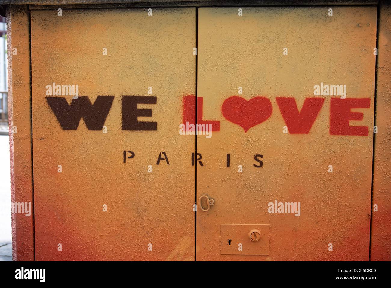 Frankreich, Region Ile de France, Paris 14. Arrondissement, Street Art, Wir lieben Paris, Künstler Jimmy Sheik Stockfoto