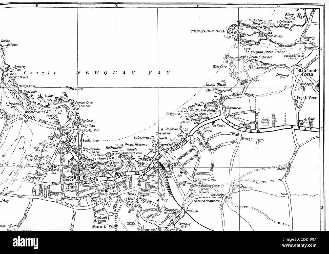 21-VE1431 Innenkarte - Geographia Visitors' Street Plan for Newquay town, Published by Geographia Ltd. 167 Fleet Street, London, - circa 1945, 1946 Stockfoto