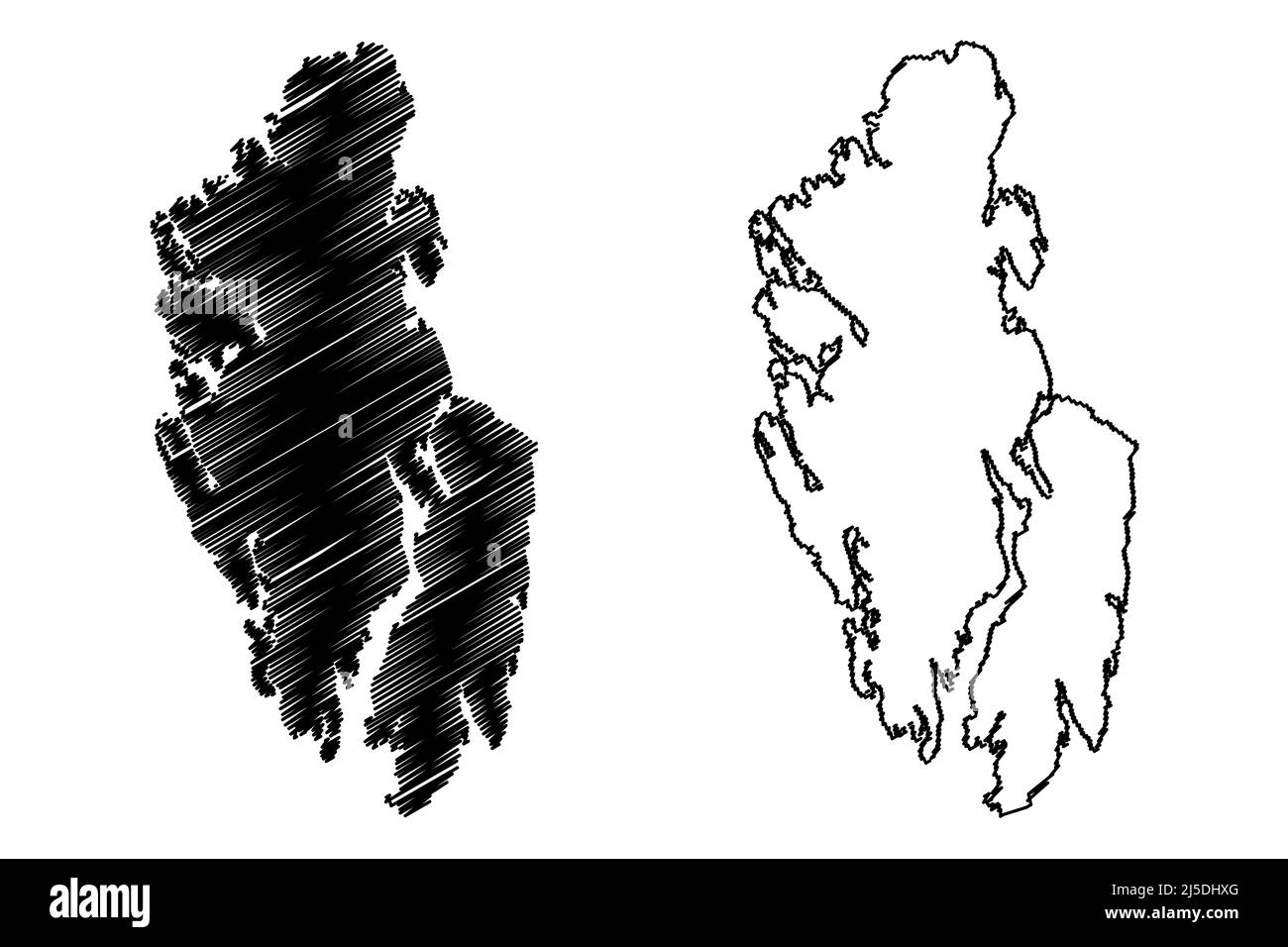 Ytre Sula Island (Königreich Norwegen) Karte Vektorgrafik, Skizze Ytre Sula Karte Stock Vektor