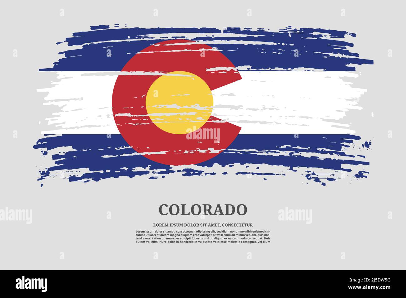 Colorado US-Flagge mit Pinselstrich-Effekt und Informationstextplakat, Vektorhintergrund Stock Vektor