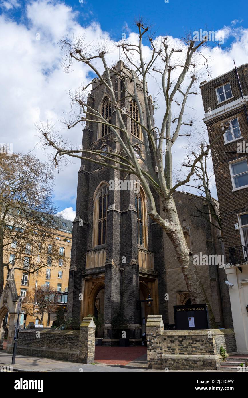 St Paul's Church, Knightsbridge, in Wilton Place, Knightsbridge, London, VEREINIGTES KÖNIGREICH. Gegründet 1843. Architekt war Thomas Cundy der Jüngere Stockfoto