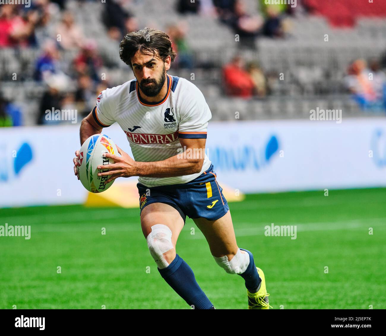 Vancouver, Kanada. 17.. April 2022. Pol Pla #7 von Spanien in Aktion während der HSBC World Rugby Sevens Series 2022 - Vancouver, 9. Place Quarter Final Stockfoto