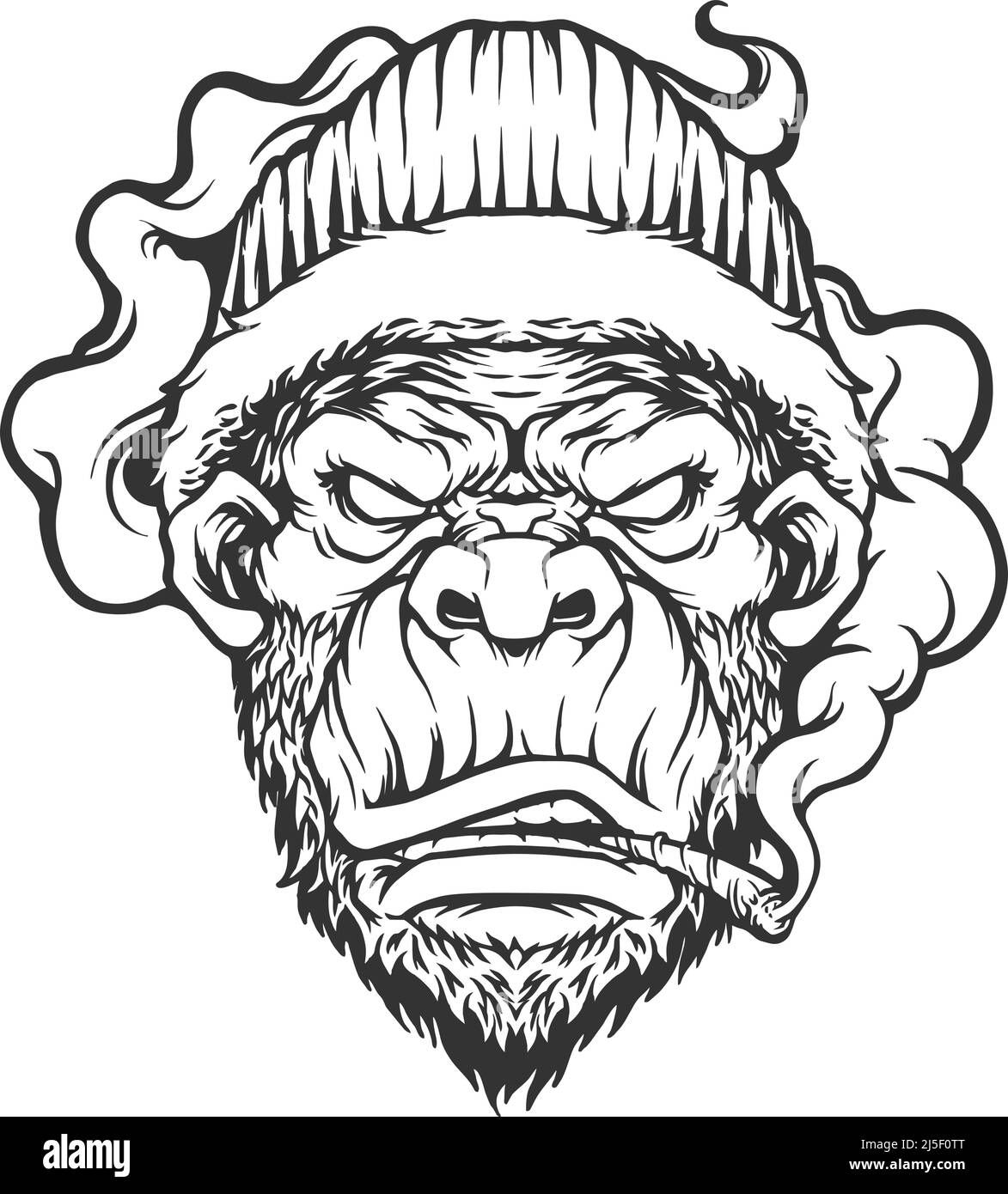 Gorilla rastafarian mit rauchenden Cannabis Silhouette Vektor-Illustrationen für Ihre Arbeit Logo, Merchandise T-Shirt, Aufkleber und Label-Designs, Poster, Stock Vektor