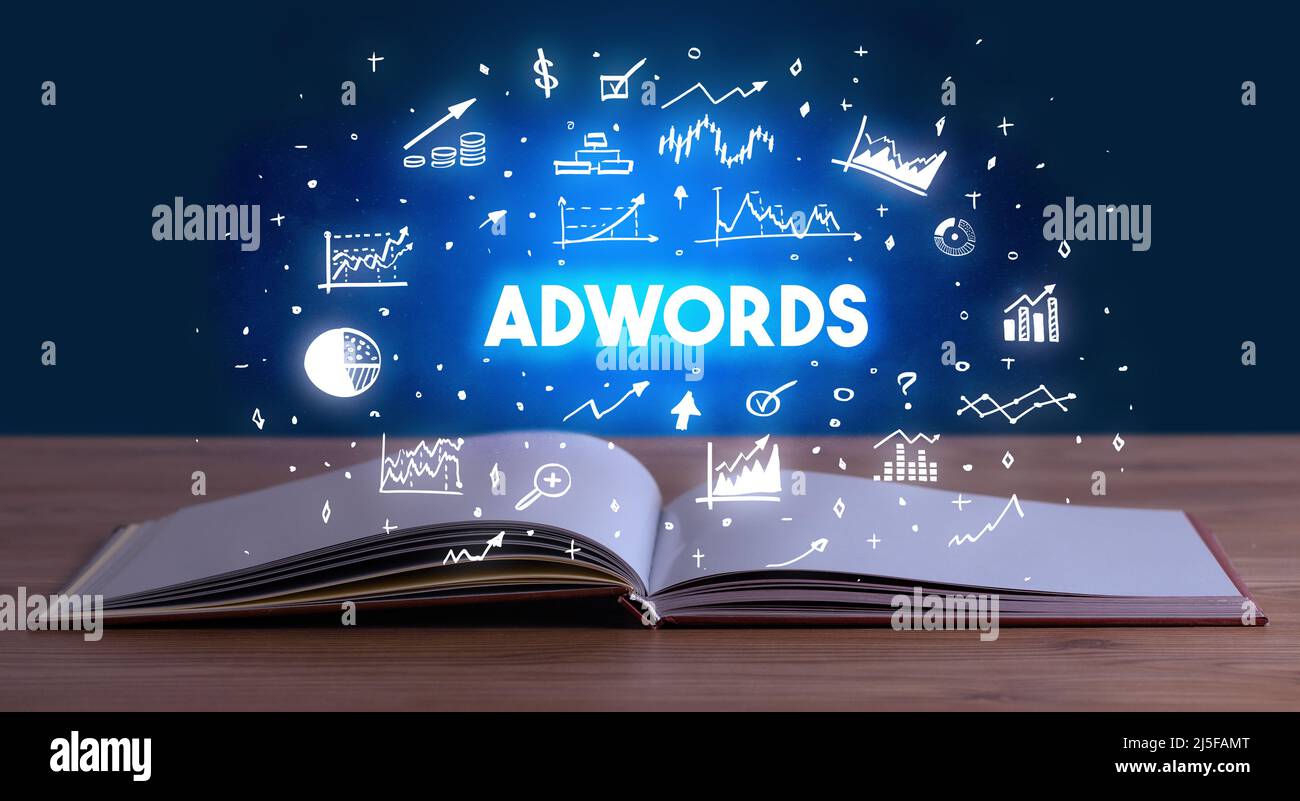 Business Inschrift aus einem offenen Buch Stockfoto