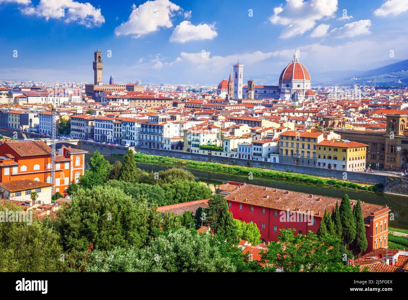 Florenz, Italien. Duomo Santa Maria del Fiori und Palazzo Vecchio, Architektur der Renaissance in der Toskana, Toscana. Stockfoto