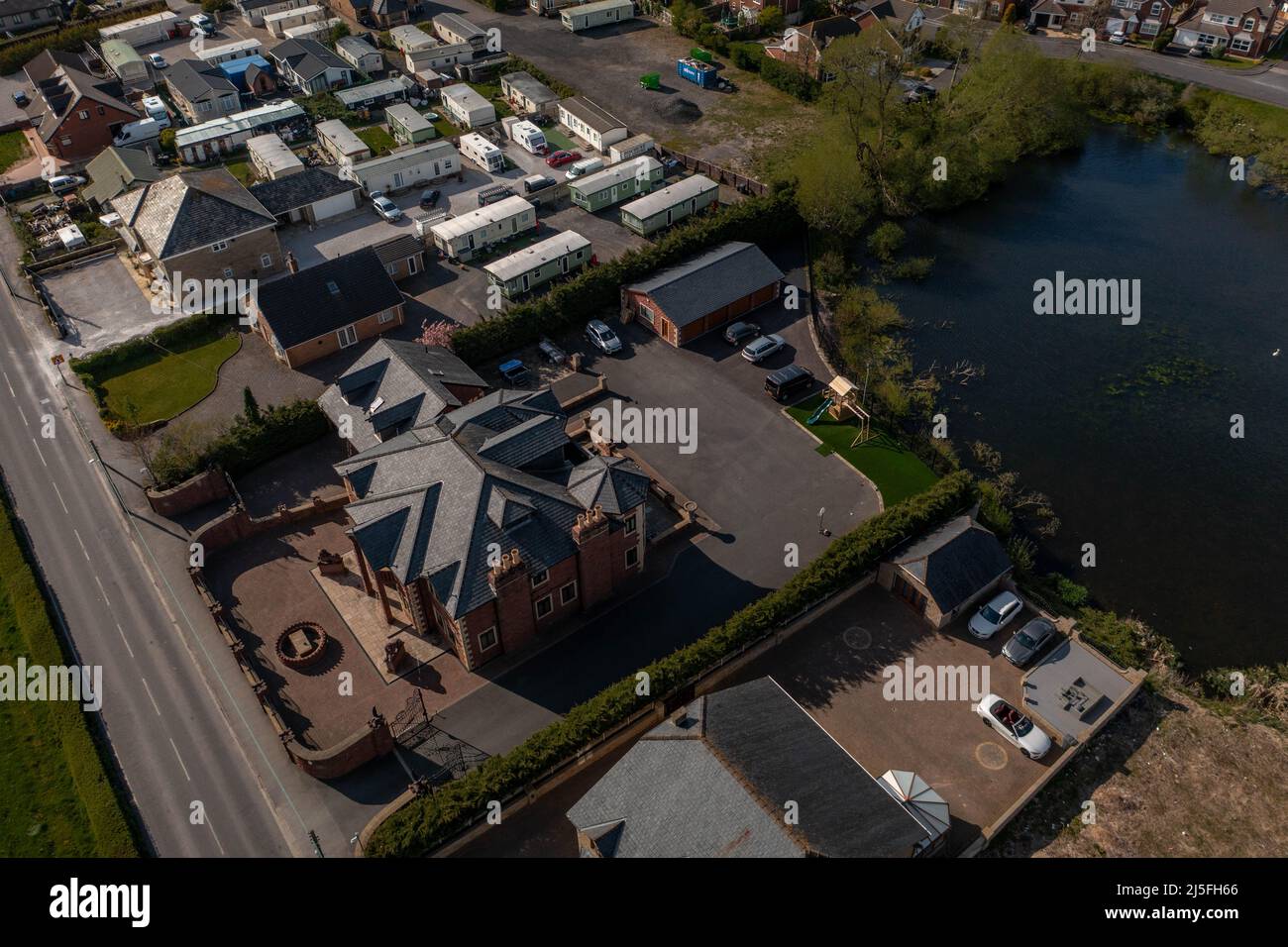 Luftdrohnenbild des NEUEN Familienhauses der Tyson Furys, das in der Küstenstadt Heysham in Morecambe im Nordwesten Englands einen Wert von rund £1,8m hat Stockfoto
