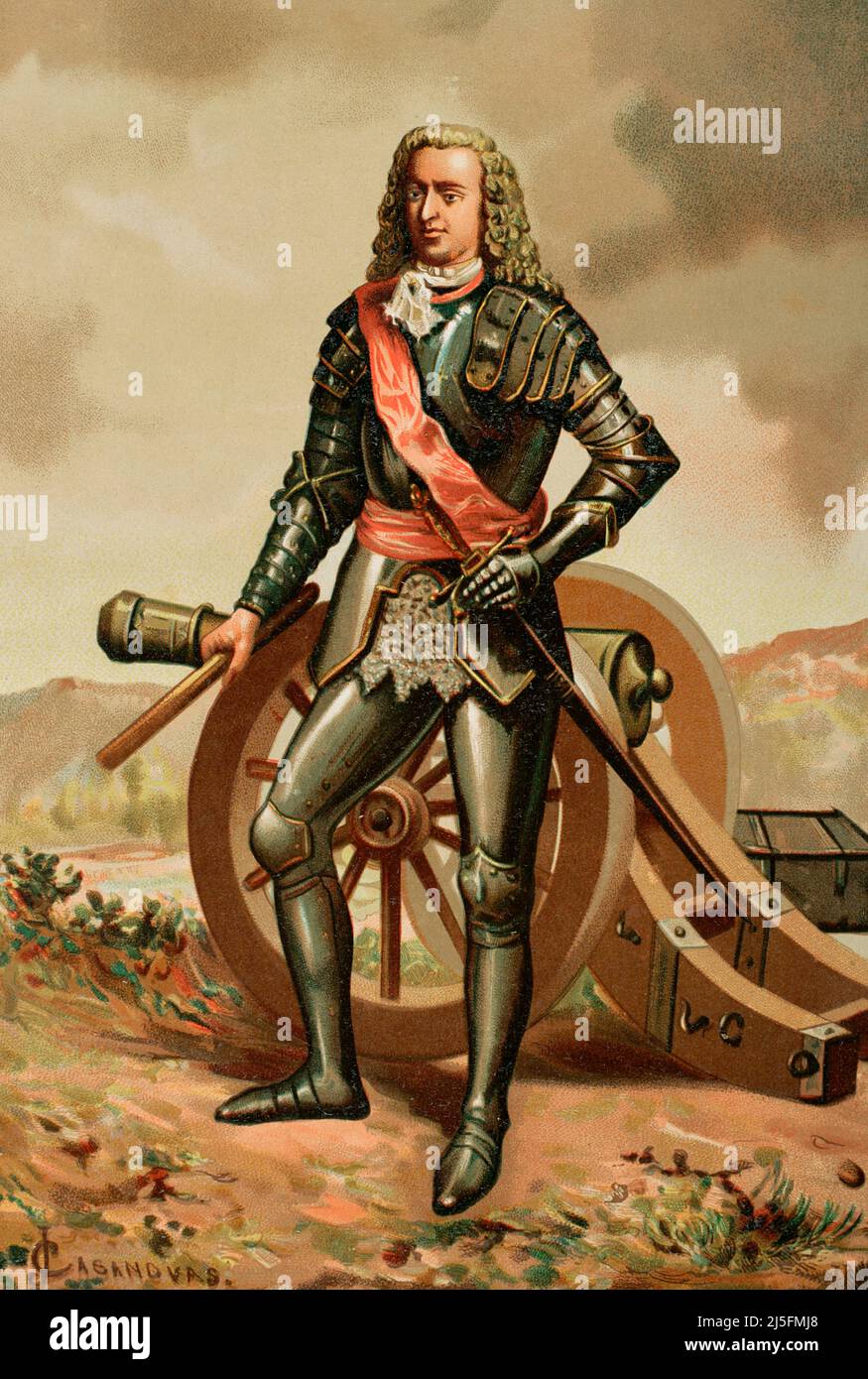 Philip V. (1683-1746). König von Spanien (1700-1746). Hochformat. Chromolithographie. Historia Universal, von Céar Cantú. Band VIII. Veröffentlicht in Barcelona, 1886. Stockfoto Philip V. (1683-1746). König von Spanien (1700-1746). Hochformat. Chromolithographie. Historia Universal, von Céar Cantú. Band VIII. Veröffentlicht in Barcelona, 1886. Stockfoto