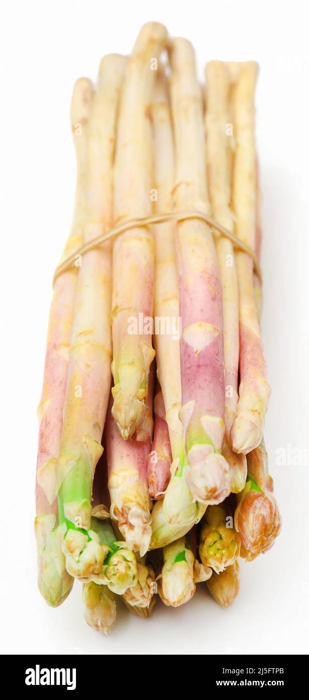 Deutscher weißer Spargel über Weiß Stockfoto