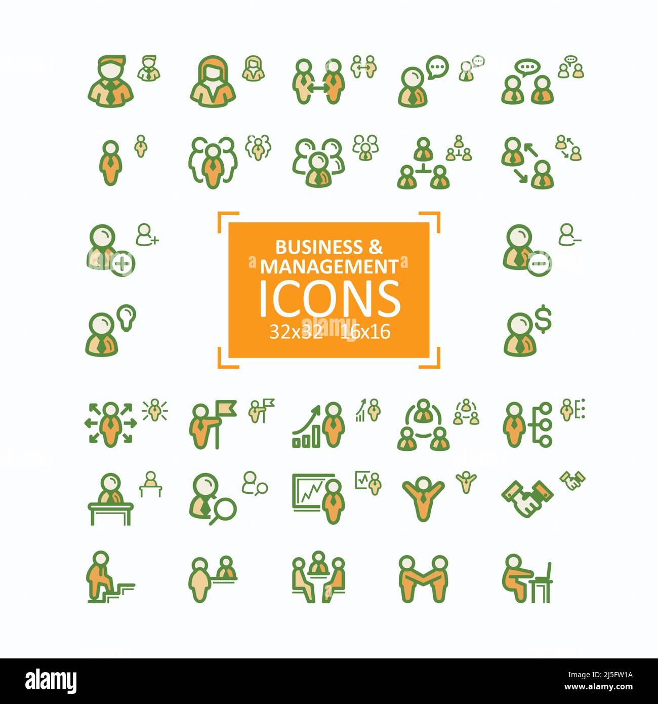 Vektorgrafiken festlegen Liniensymbole, Sammelsymbole für Geschäftsleute, Personalmanagement, Vereinbarung, Leiter, Team, Kommunikation, Unterordnung, RE Stock Vektor
