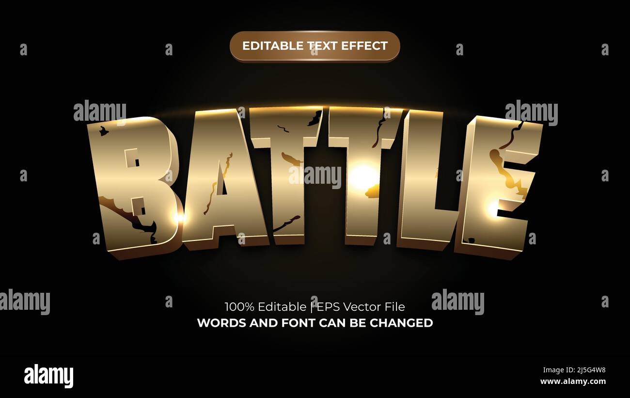 Battle 3D goldenes Text-Effekt-Design Stock Vektor