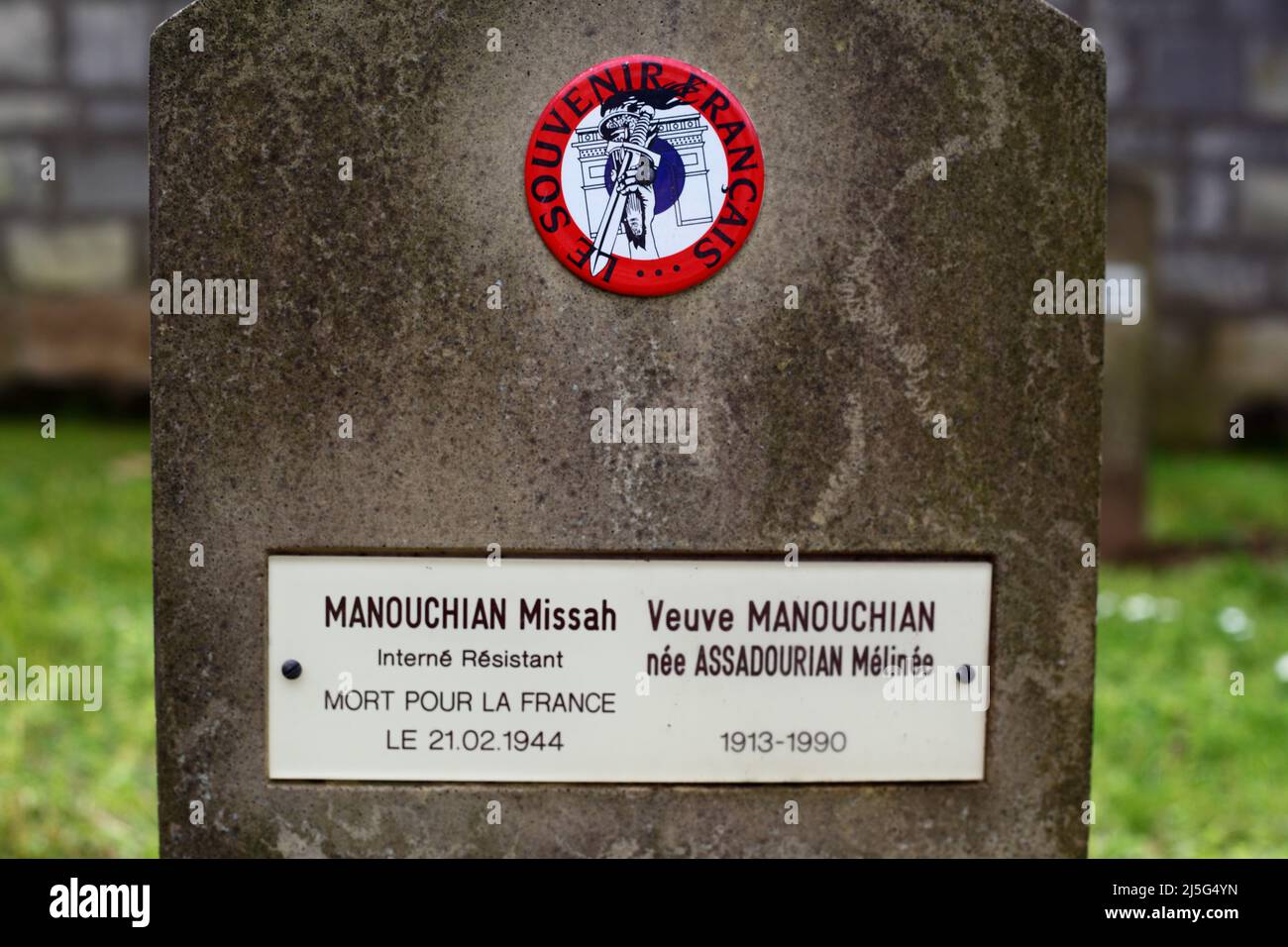 Grab von Missak Manouchian auf dem Friedhof von Ivry-sur-seine während der Gedenkfeier der Roten Affiche, Frankreich, 21. Februar 2016 Stockfoto