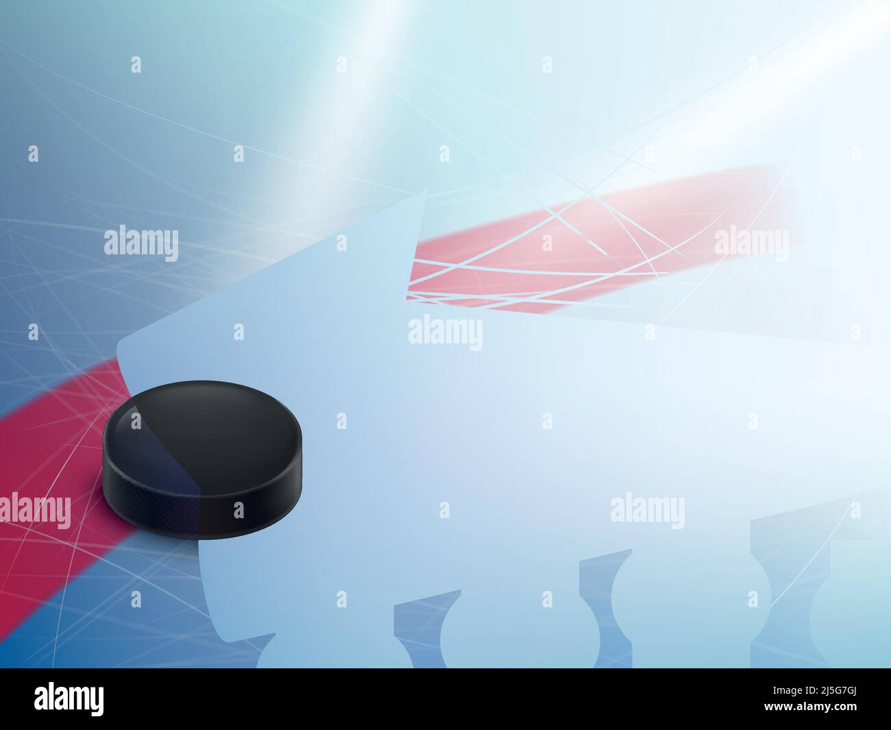 Eishockey-Weltmeisterschaft Vektor horizontal Banner. Winter-Team-Spiel auf Eisbahn mit schwarzem Gummi Puck und Stick. Poster für Werbung von Stock Vektor