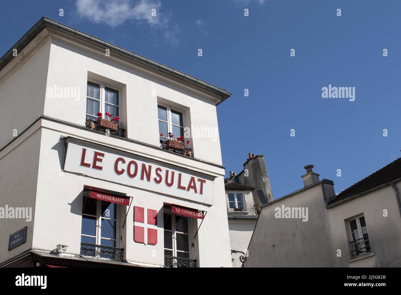 Paris, Frankreich: Le Consulat Café und Restaurant, ein berühmtes und historisches Kaffeehaus im Herzen von Montmartre, in der Rue Norvins Stockfoto