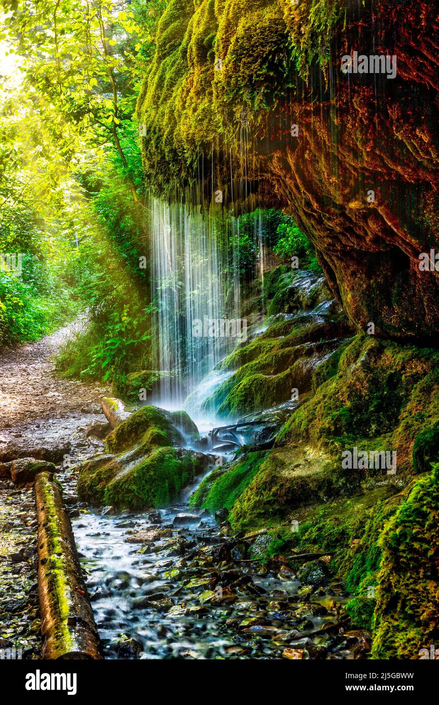 Moos Wasserfall Wutachschlucht Schlucht, Schwarzwald, Baden-Württemberg, Deutschland, Stockfoto