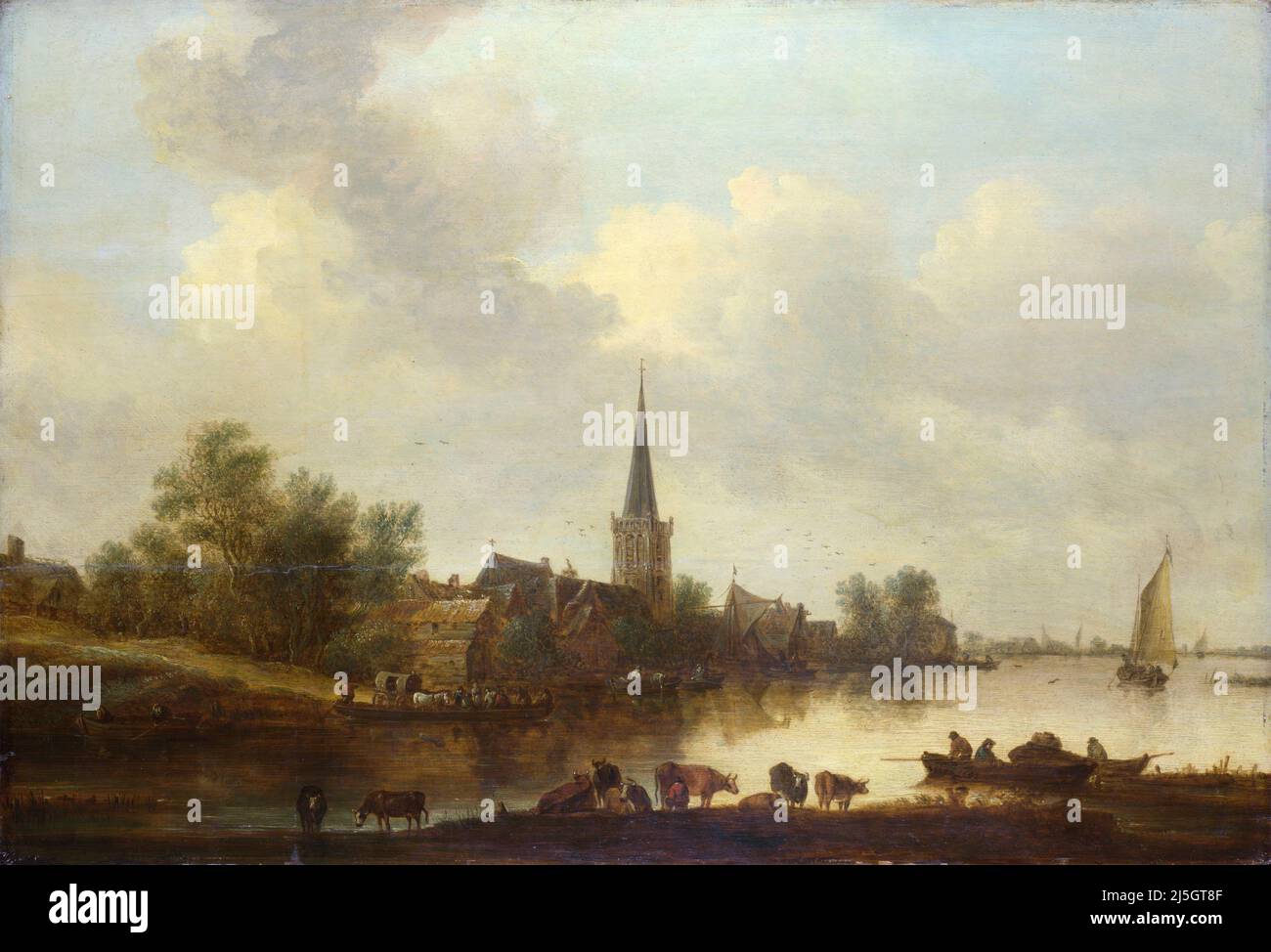 Jan Goyan. Gemälde mit dem Titel 'A River Landscape' von Jan Josephszoon van Goyen (1596-1656), Öl auf Eiche, 1645 Stockfoto