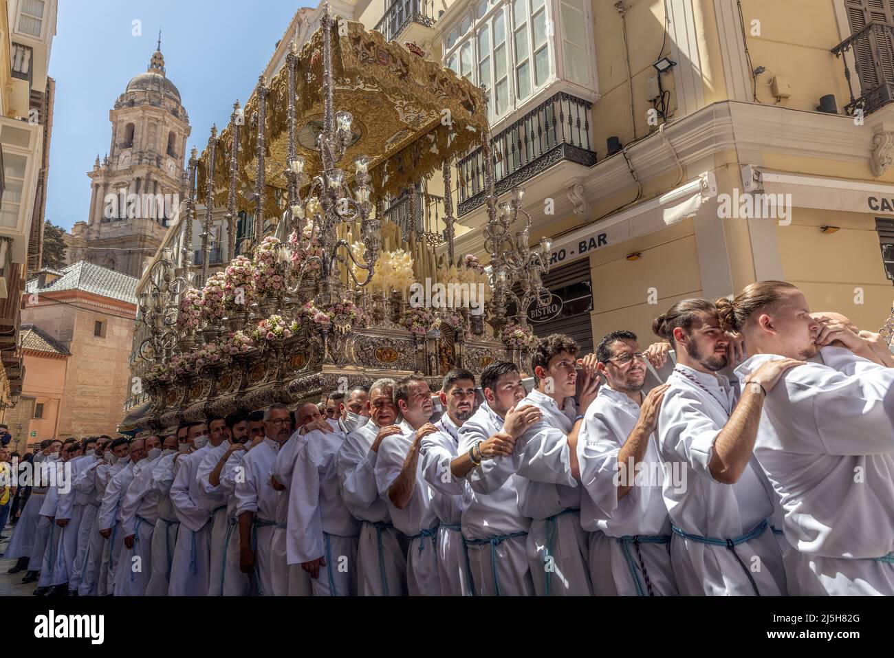 Osterprozessionen von Malaga Spanien Stockfoto