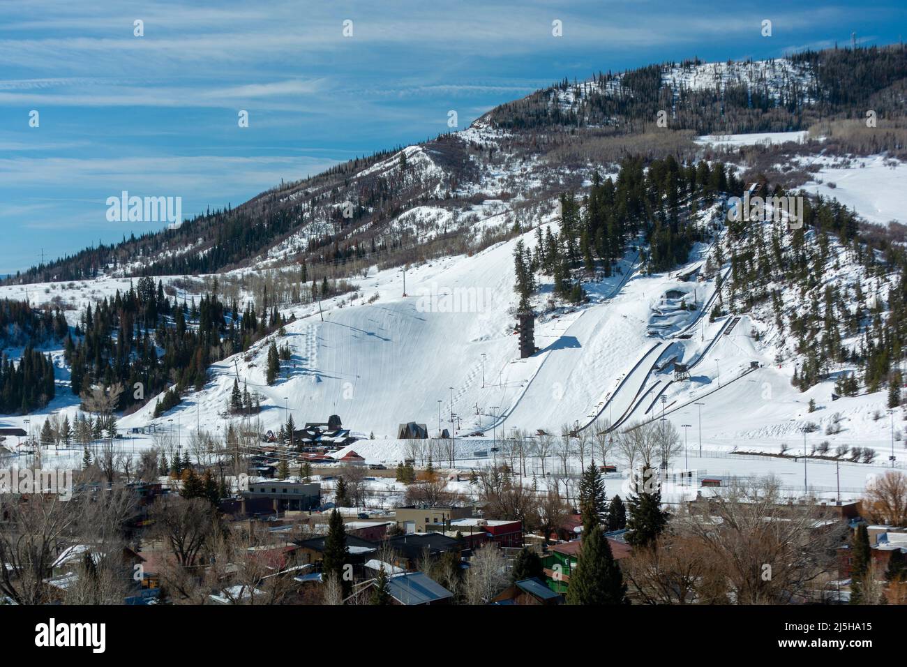 Skigebiet Howelson Hill in Steamboat Springs, Colorado Stockfoto