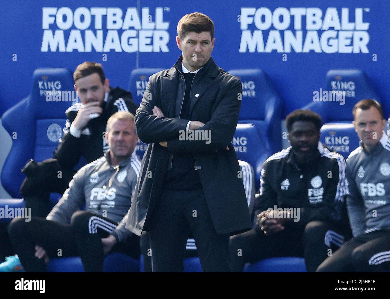 Leicester, England, 23.. April 2022. Steven Gerrard Manager von Aston Villa während des Premier League-Spiels im King Power Stadium, Leicester. Bildnachweis sollte lauten: Darren Staples / Sportimage Stockfoto