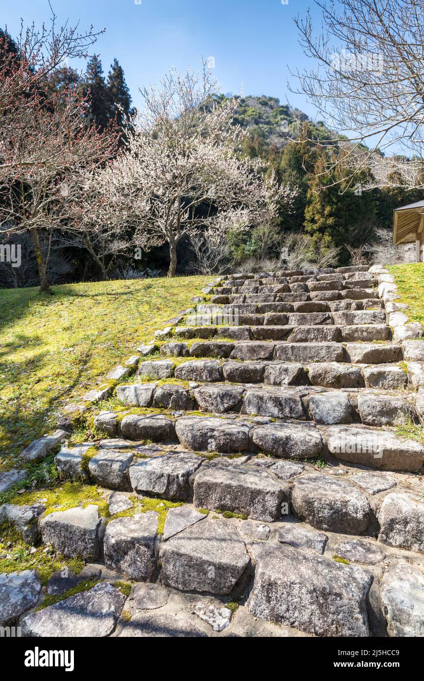 Alte Steintreppen im Kido Park, Yamaguchi, Japan Stockfoto