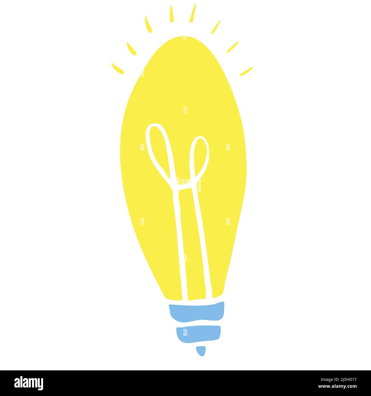 Vector Hand gezeichnet farbige leuchtende Lampe isoliert auf weißem Hintergrund. Illustration im Doodle-Cartoon-Stil für Druck, Logo, Symbol, Emblem, Kleidung Stock Vektor