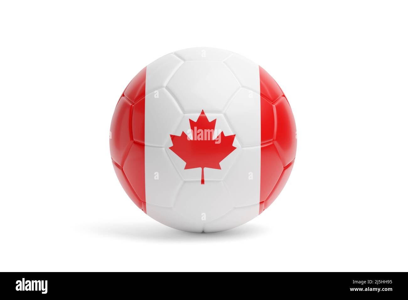 Fußball in den Farben der Canada-Flagge. 3D Abbildung. Stockfoto