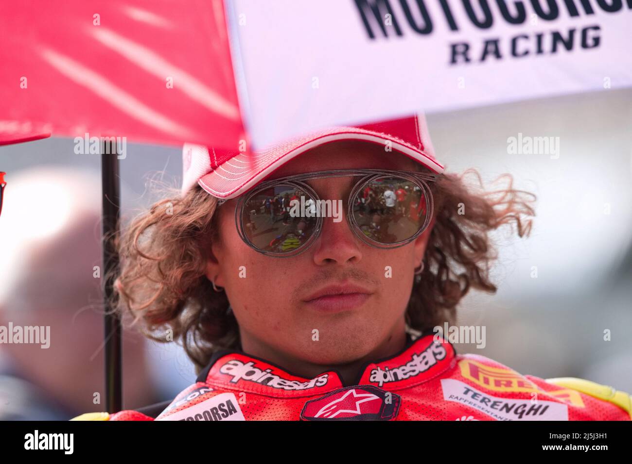 TT Assen Circuit, Assen (Niederlande), Niederlande, 23. April 2022, Nr. 47 Alex Bassani ITA Ducati Panigale V4 R Motocorsa Rennen während der Motul Dutch Round - FIM Superbike World Championship 2022 - Race 1 - World Superbike - SBK Stockfoto