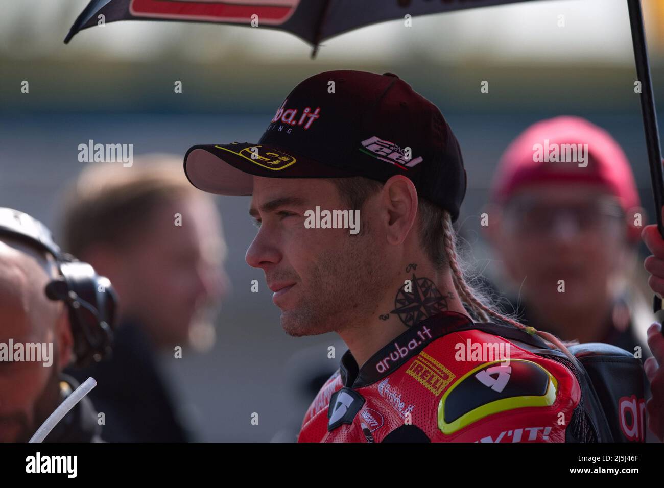 NÂ 19 Alvaro Bautista ESP Ducati Panigale V4R ARUBA.IT Racing - Ducati während der Motul Dutch Round - FIM Superbike World Championship 2022 - Race 1, World Superbike - SBK in Assen (Niederlande), Niederlande, April 23 2022 Stockfoto