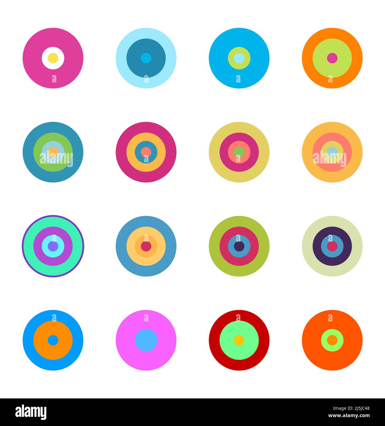 Farbenfrohes Vektorsymbol für geometrische Kreise auf weißem Hintergrund Stock Vektor