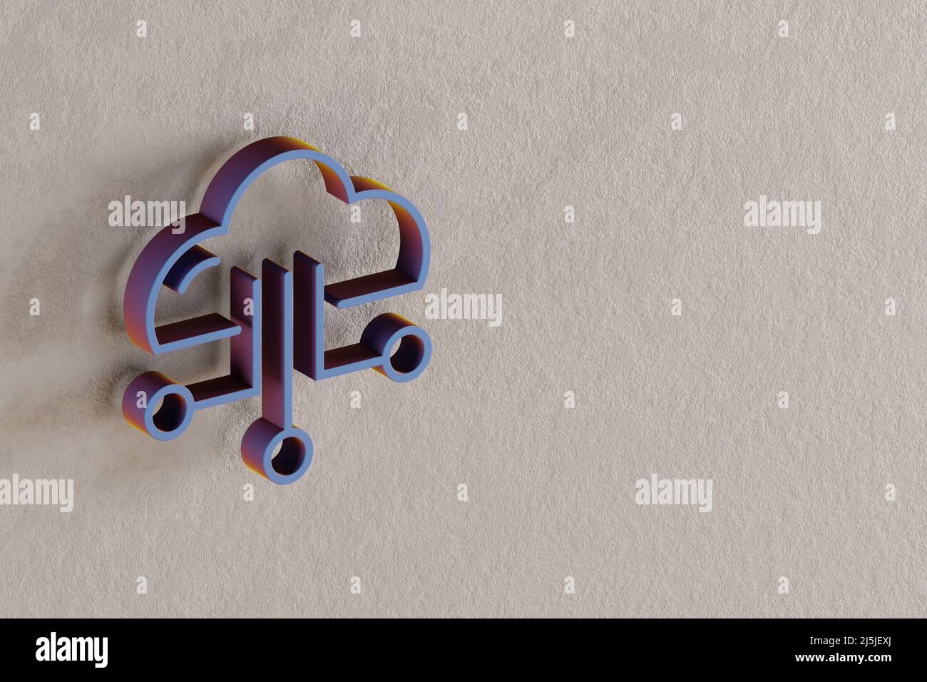 Schöne abstrakte Illustrationen blaue Wolke Symbol-Symbole auf einer Wand auf dem Hintergrund. 3D Rendering-Illustration. Hintergrundmuster für Design. Seo Und Stockfoto