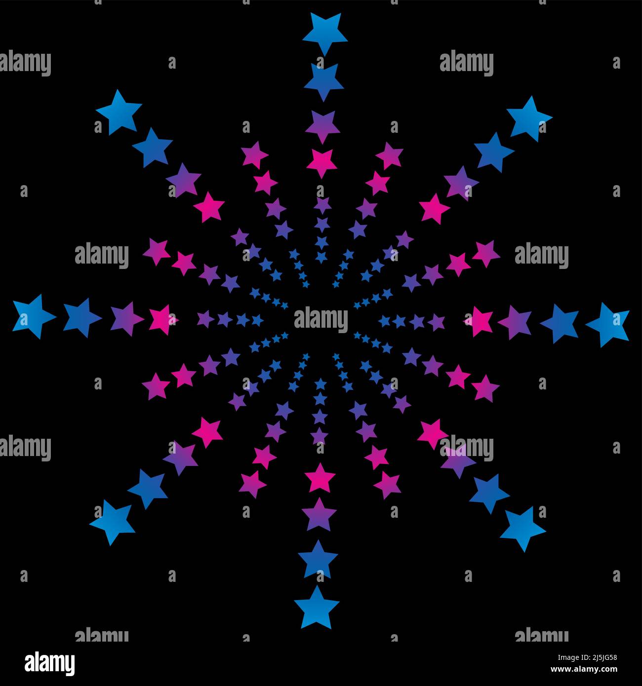 Bunte konzentrische Sterne. Vektorgrafik Stock Vektor