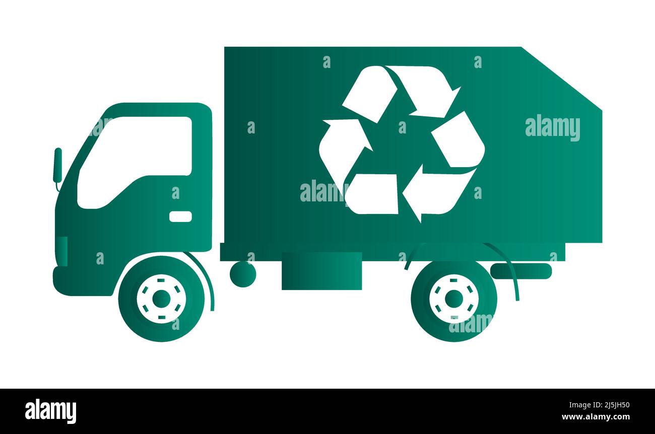 Vektorsymbol für Müllwagen in grüner Farbe Stock Vektor