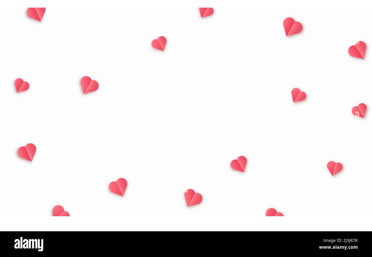 Papierrote Herzen. Valentine s Papier Konfetti Herzen fliegen in den isolierten transparenten Hintergrund. Vektor rote Symbole der Liebe Grenze für romantische Bann Stock Vektor