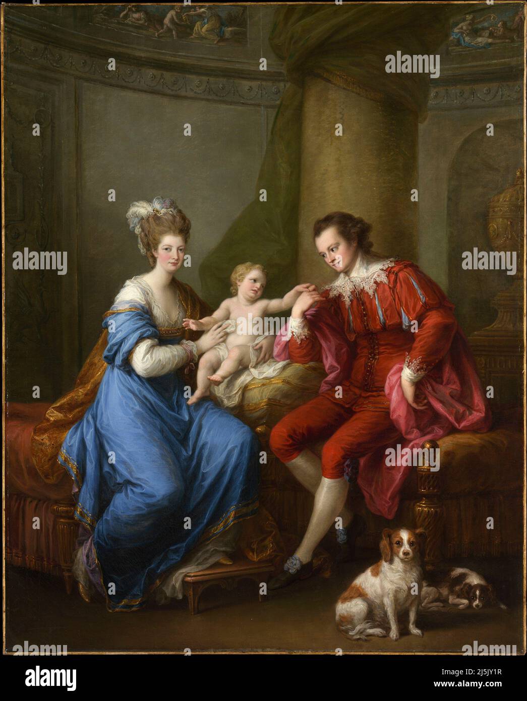 Edward Smith Stanley (1752-1834), Zwölfter Earl of Derby, Elizabeth, Countess of Derby (Lady Elizabeth Hamilton, 1753-1797), und ihr Sohn (Edward Smith Stanley, 1775-1851). Angelica Kauffmann. Ca. 1776. Stockfoto