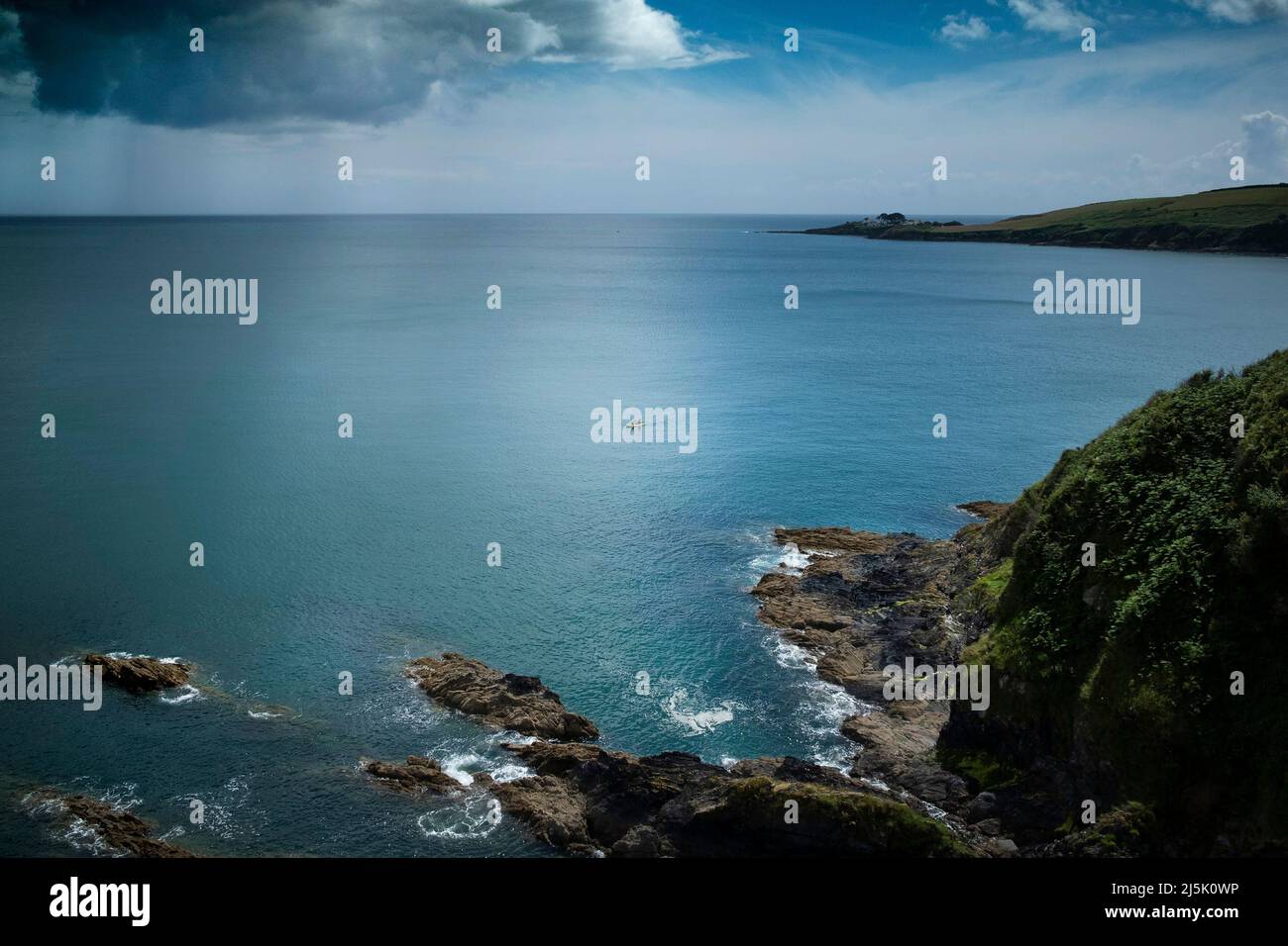 Kajakfahrer, Chapel Point, mevagissey, cornwall, Seekajak cornwall Mäntel, großbritannien Stockfoto