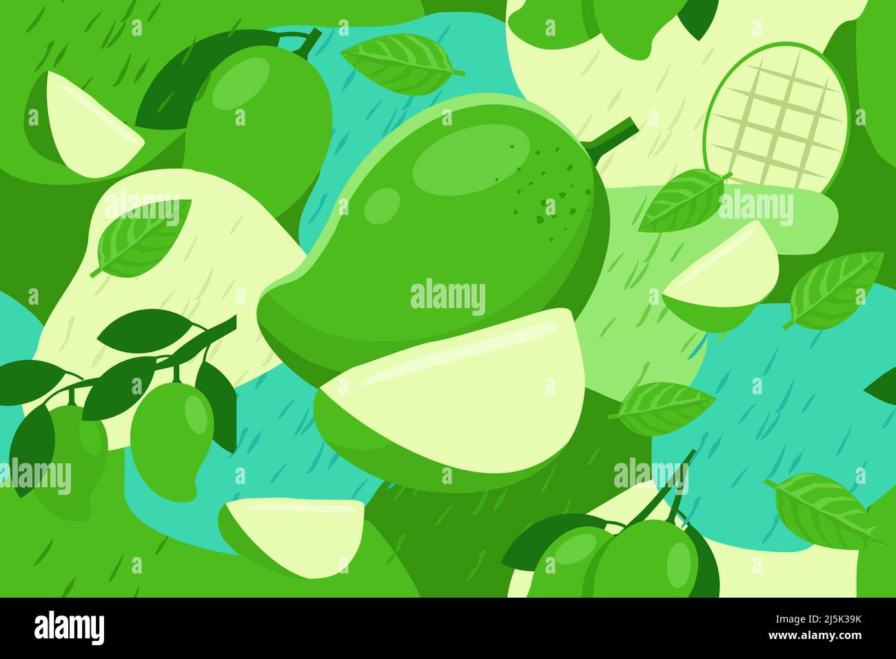 Grün Mango Elemente nahtlose Muster abstrakt Vektor Design Hintergrund Stock Vektor