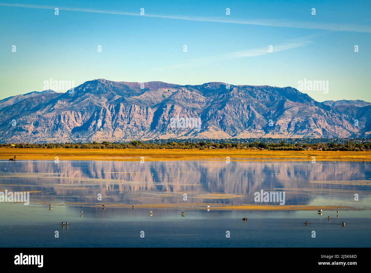 Salt Lake City, Utah, USA karge Landschaft am Great Salt Lake. Stockfoto