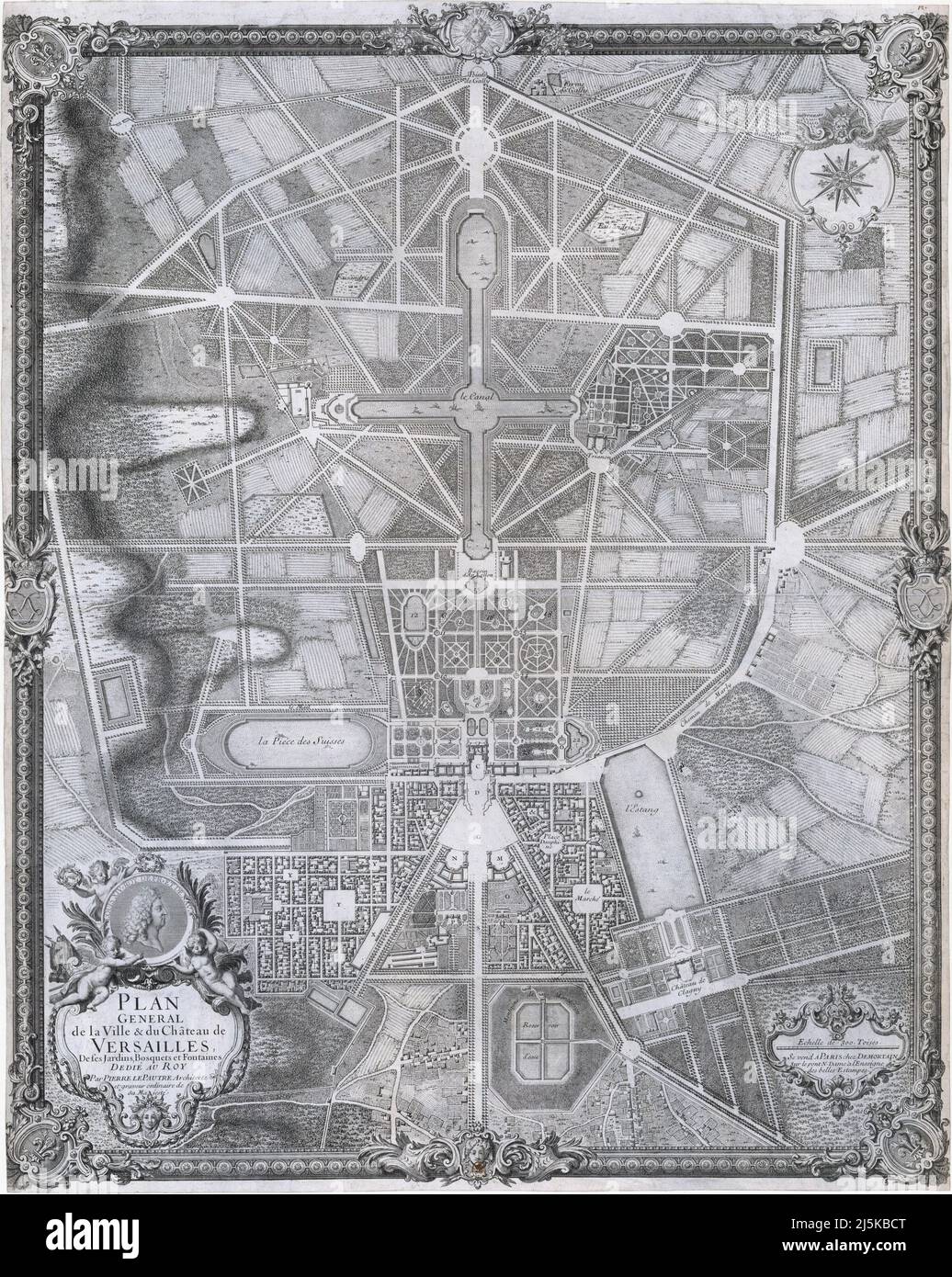 Vintage Plan von Versailles und Gärten aus dem 17./18. Jahrhundert. Die