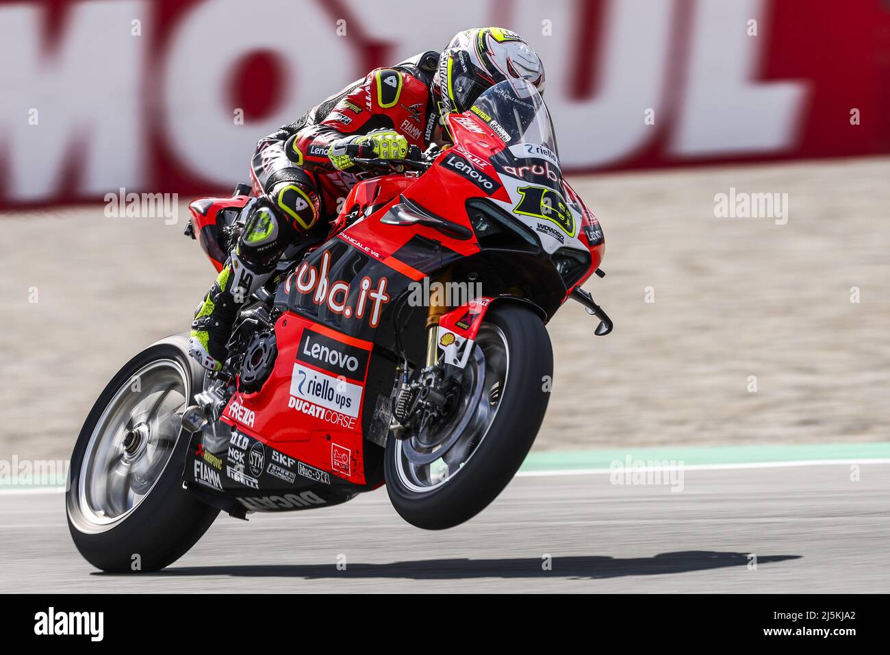 ASSEN - Alvaro Bautista (ESP) auf seiner Ducati beim World Superbike Rennen auf dem TT Circuit Assen. ANP VINCENT JANNINK Stockfoto