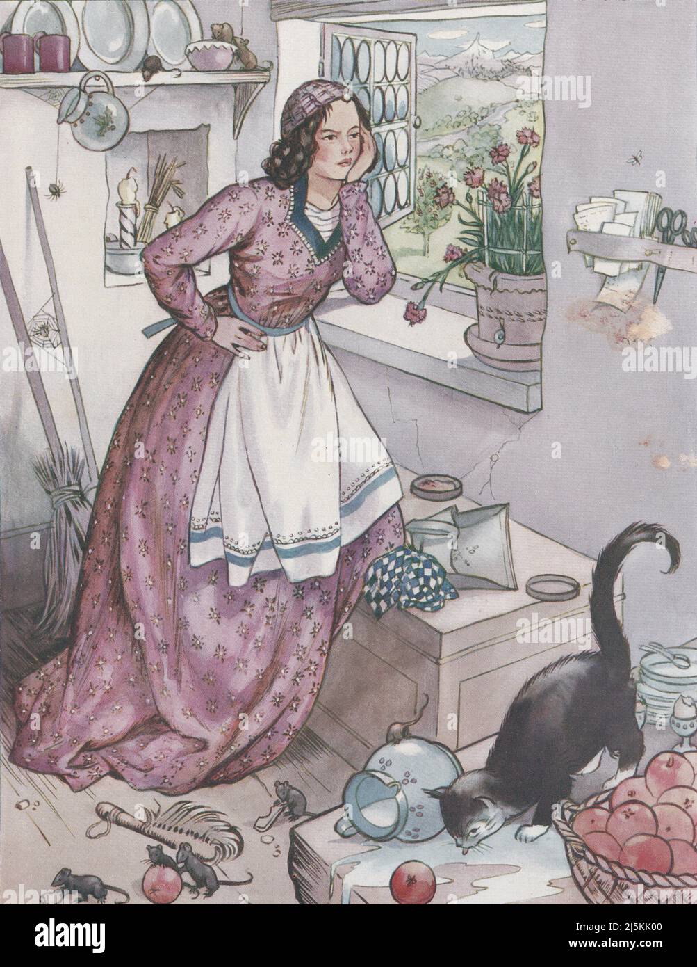Vintage Stories von Grimm von Blackie - Mother Holly. Stockfoto