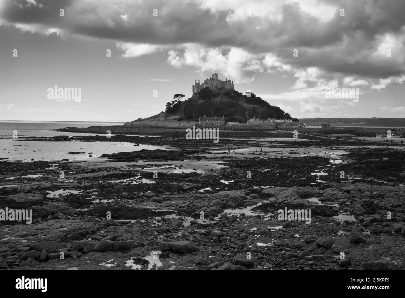 St. Michaels Mount in Cornwall, als die Flut ausging Stockfoto