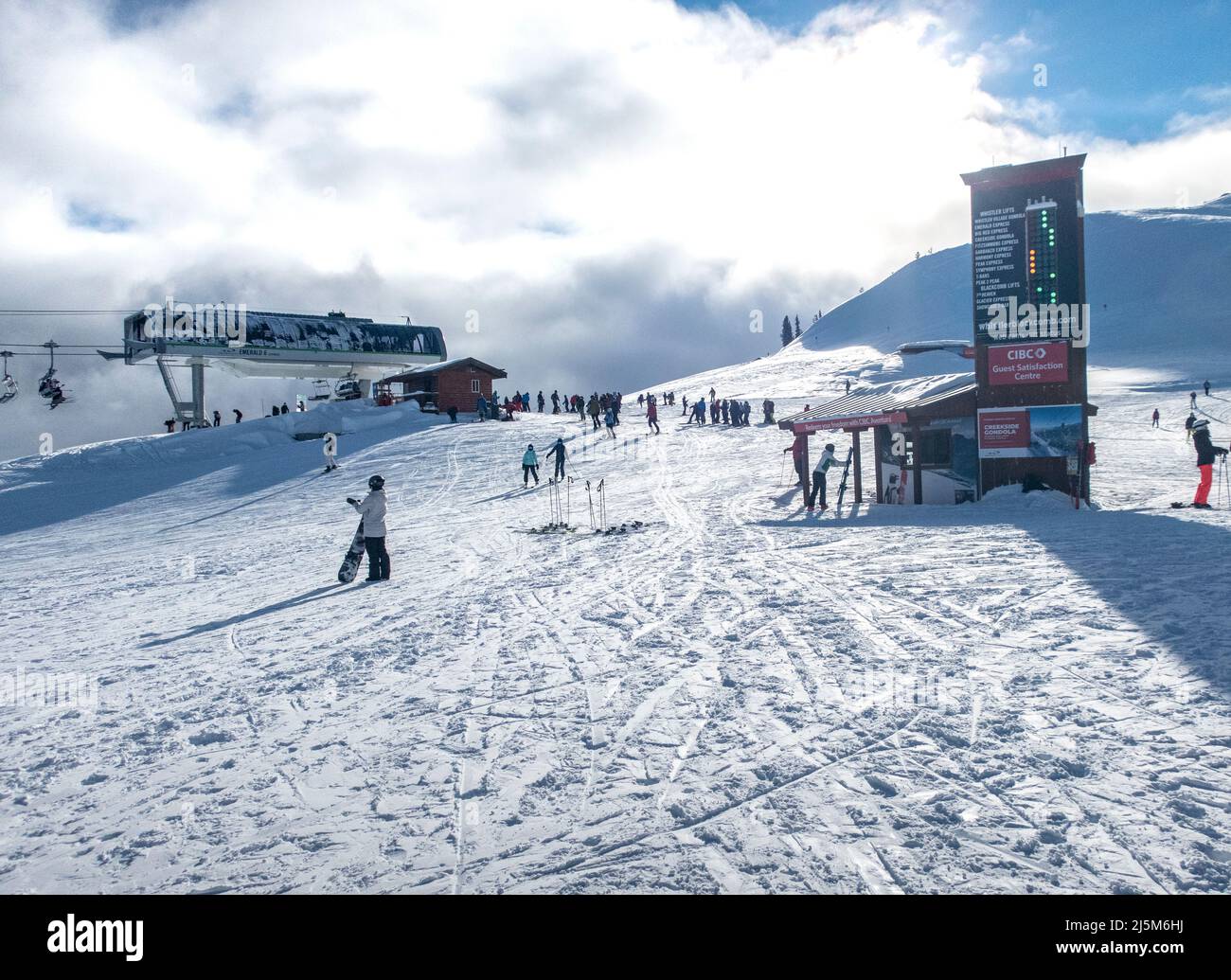 Top of Whistler Mountain Ski Resort in der Nähe des Emeral Express Sessellifts Stockfoto