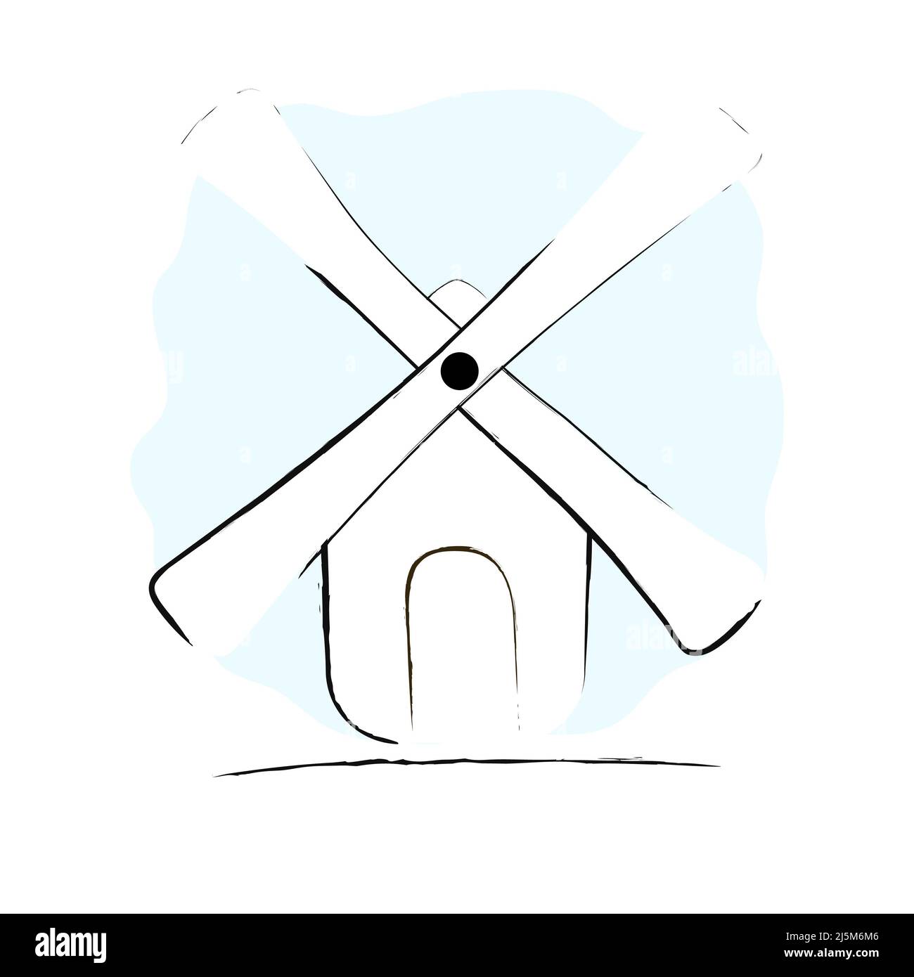 Symbol für handgezeichnete Mühle in . Doodle Mühle Symbol in . Doodle Illustration der alten Mühle Stockfoto