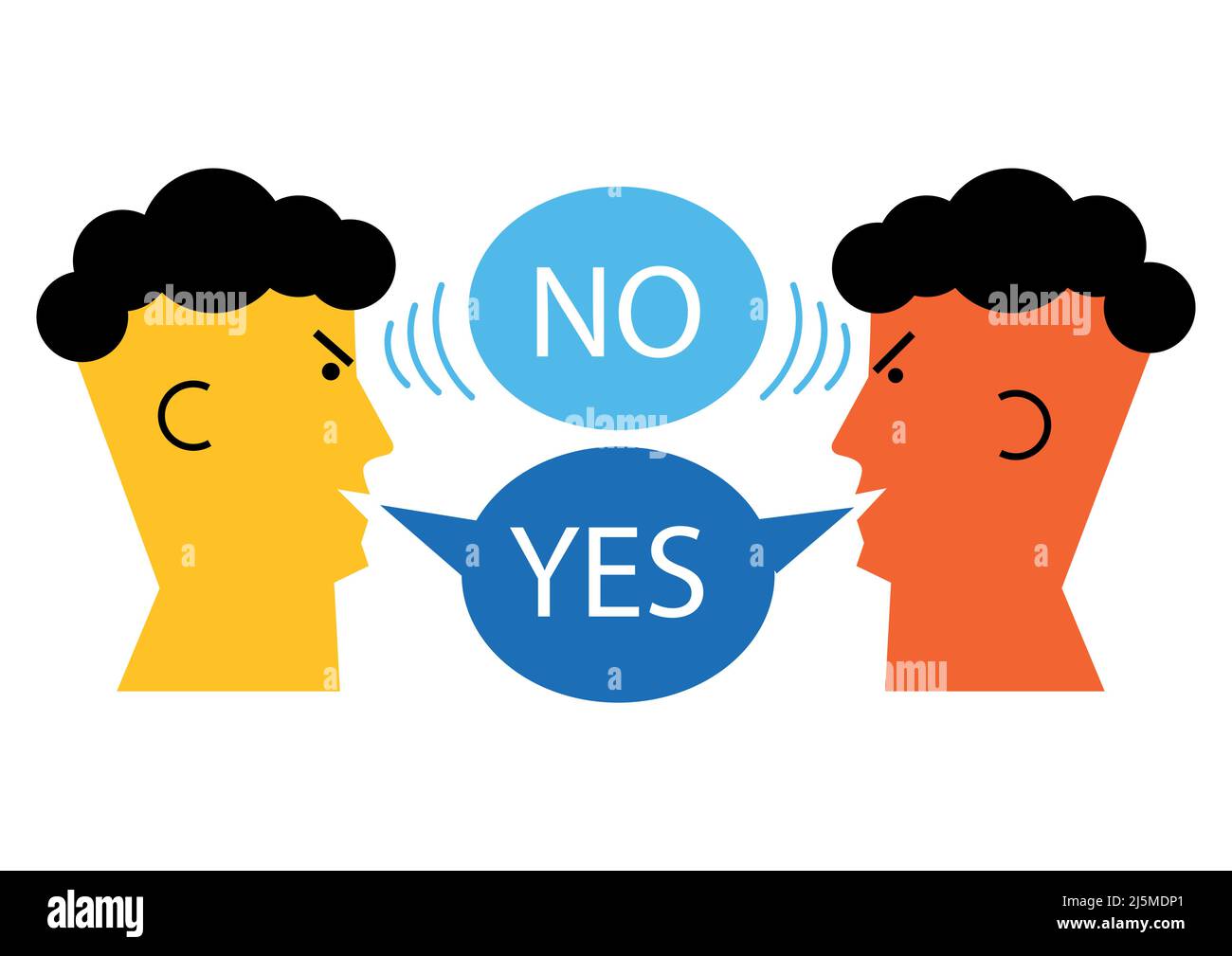 Nonverbale Kommunikation, Gesichtsausdrücke. Zwei Männer und Bubble sprechen für verbale und nonverbale Kommunikation. Isoliert auf weißem Hintergrund. Stock Vektor