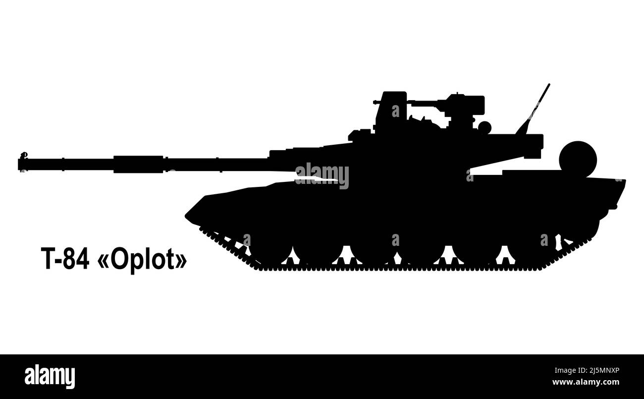 Kampfpanzer T-84 Oplot. Tanksymbol. Vektorgrafik. Silhouette des Tanks isoliert Stock Vektor
