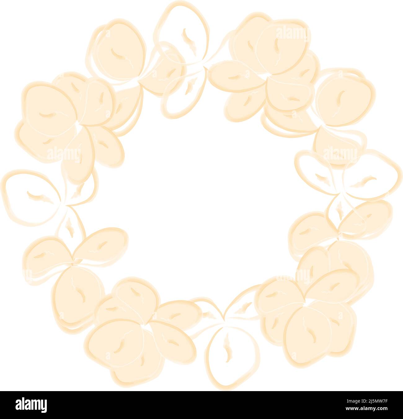 Runder Rahmen aus blasser Sandblume im Aquarellstil. Ideal für Grußkarten und Hochzeitseinladungen, Poster, Flyer, Herzlichen Glückwunsch. Vektorgrafik. Stock Vektor